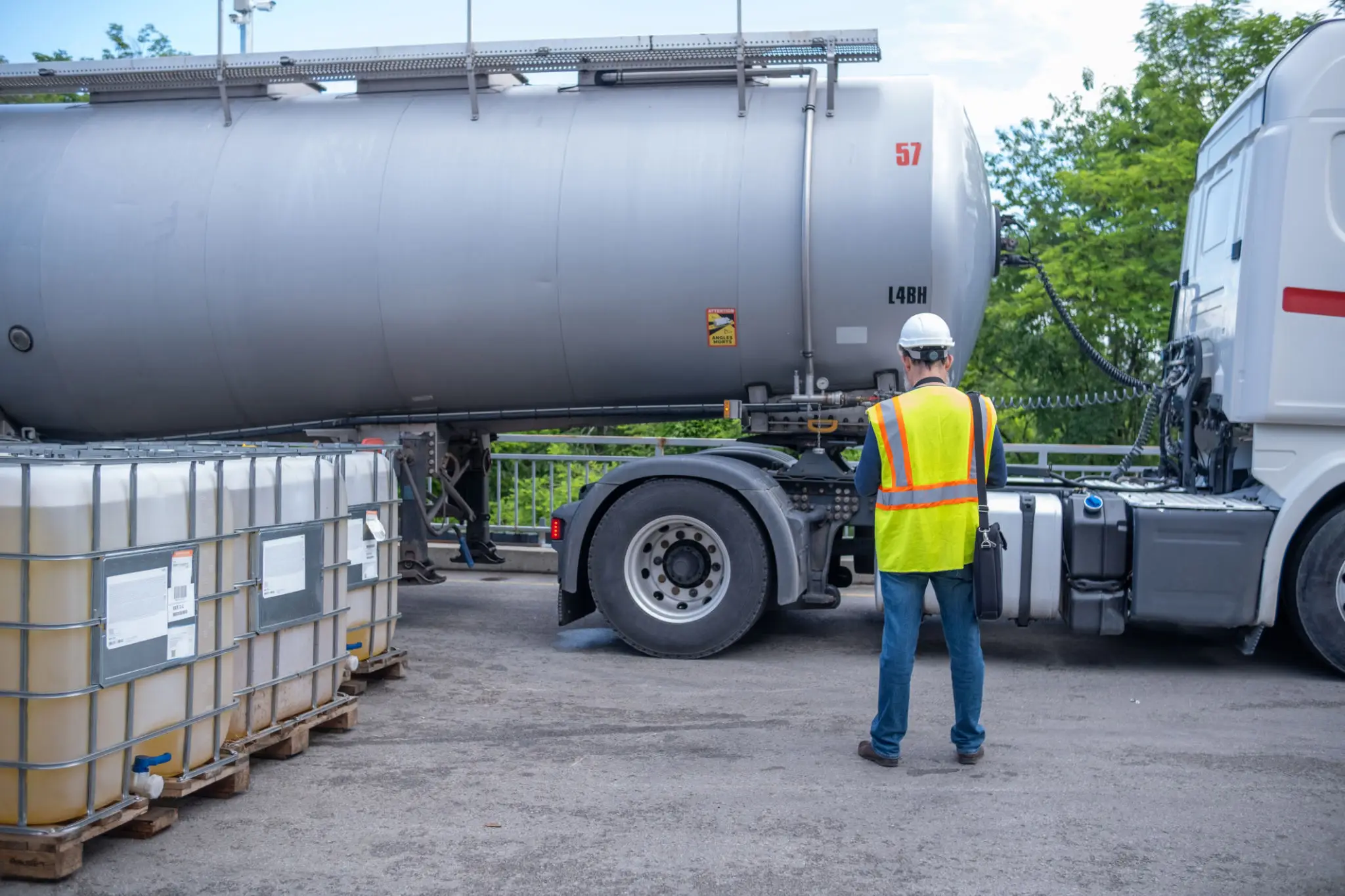 Commercial semi-truck used for bulk liquid transportation in North Texas.